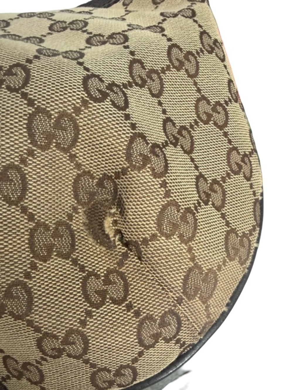 🔥 Authentic Gucci Beige GG Canvas Hobo Bag with Green-Red Web strap half moon - Picture 15 of 16